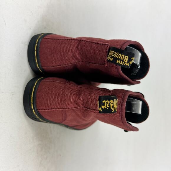 Dr. Martens Shoreditch Ankle Booties Women's 6 Red Canvas Lace-Up High Top AW004 - Picture 7 of 9